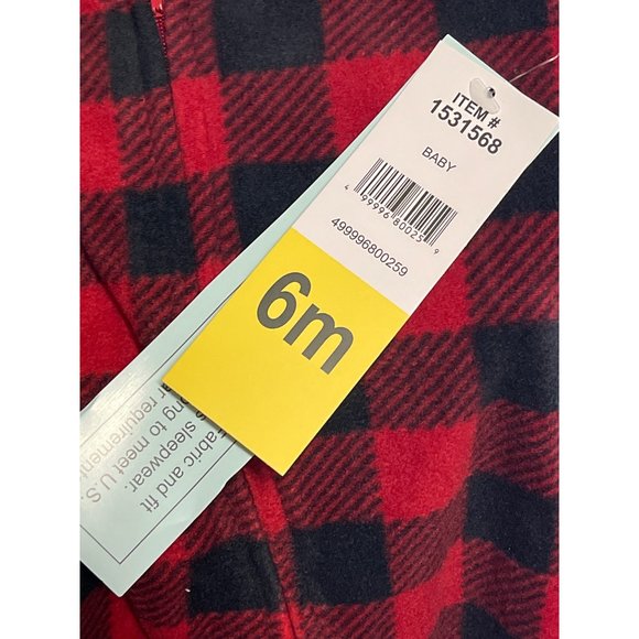 Eddie Bauer Sleeper Pajama Onesie 6 Month Red Black Infant Plaid - Picture 3 of 4